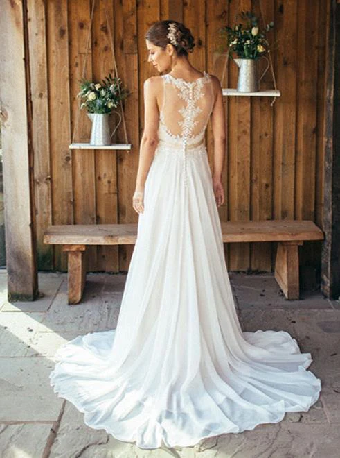 elegant a line round neck chiffon with lace,beach boho wedding dresses dmm88 elegant a line round neck chiffon with lace,beach boho wedding dresses dmm88