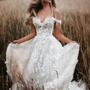 Home import placeholder for boho off the shoulder a line tulle lace 160220459
