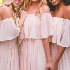 Wedding Party Dresses import placeholder for simple pink off the shouldmr pink ruffle 160220954