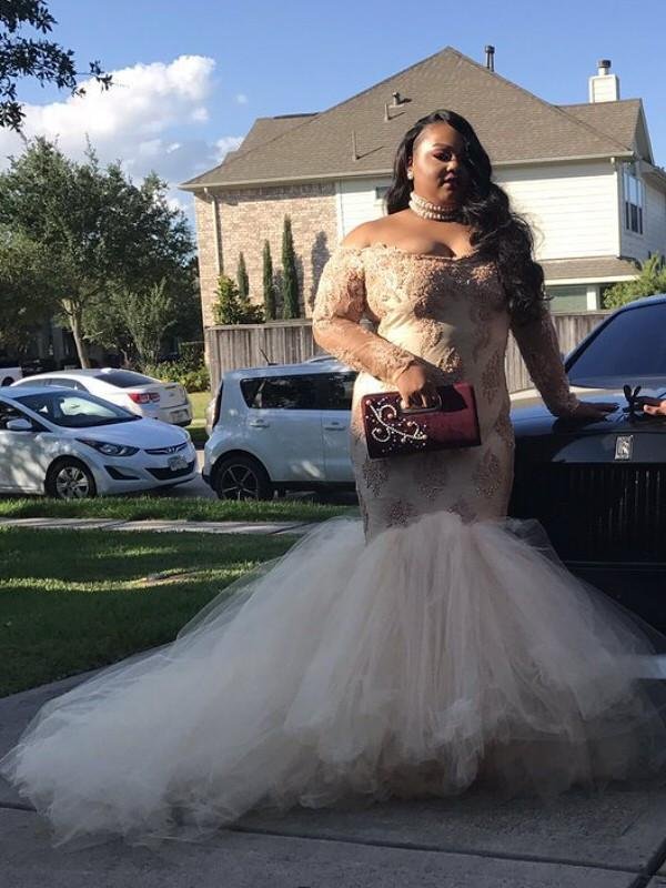 cheap mermaid off the shoulder long sleeves applique tulle plus size dresses dmf46 cheap mermaid off the shoulder long sleeves applique tulle plus size dresses dmf46
