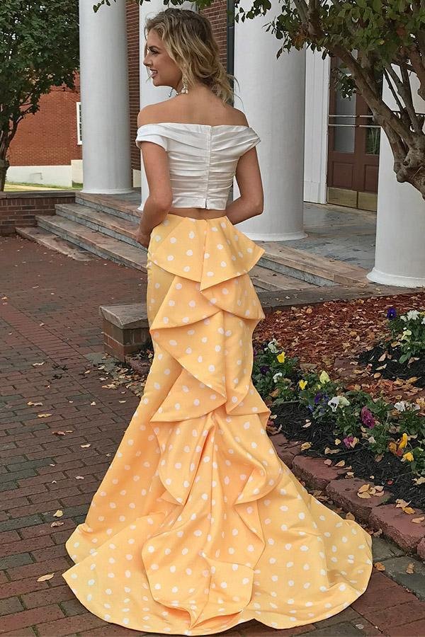 charming 2 pieces off the shoulder yellow long mermaid prom dresses dmh2 charming 2 pieces off the shoulder yellow long mermaid prom dresses dmh2