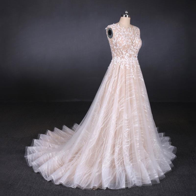 a line lace sleeveless elegant wedding dress, backless long bridal dresses dmq27 a line lace sleeveless elegant wedding dress, backless long bridal dresses dmq27