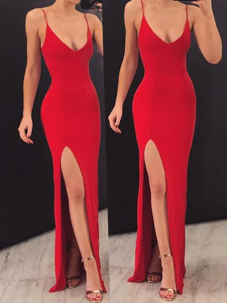 sexy mermaid spaghetti straps red side slit long prom dresses dmk5 sexy mermaid spaghetti straps red side slit long prom dresses dmk5