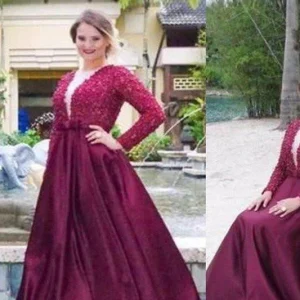 Prom Dresses import placeholder for a line v neck long sleeves beading plus 160219850