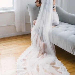 import placeholder for alencon lace trim long ivory veil for we 160220922