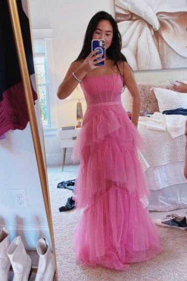 princess hot pink a line tulle long prom dresses layered ruffles evening gown dmp072 princess hot pink a line tulle long prom dresses layered ruffles evening gown dmp072