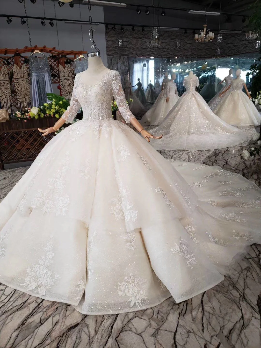 elegant scoop ball gown wedding dresses, 3/4 sleeves wedding gown dmj97 elegant scoop ball gown wedding dresses, 3/4 sleeves wedding gown dmj97