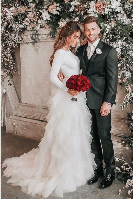 a line bateau long sleeves ruffles tulle elegant wedding dress dms30 a line bateau long sleeves ruffles tulle elegant wedding dress dms30