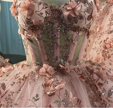 princess sparkly sweetheart prom dresses with 3d flowers, pink quinceanera dresses dmp306 princess sparkly sweetheart prom dresses with 3d flowers, pink quinceanera dresses dmp306