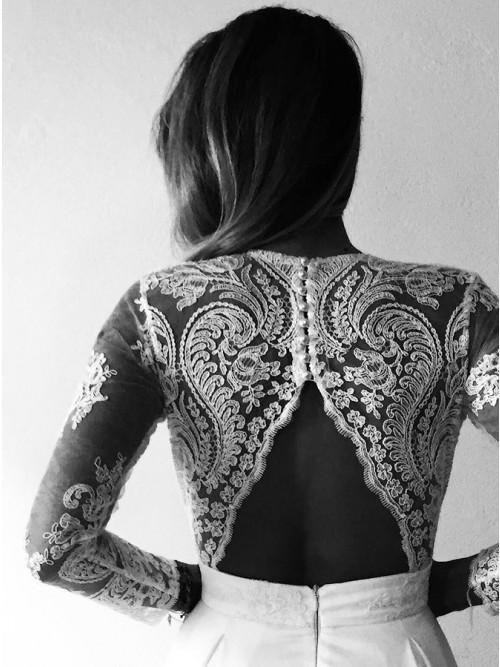 a line v neck open back long sleeves wedding dress with lace appliques dmr82 a line v neck open back long sleeves wedding dress with lace appliques dmr82