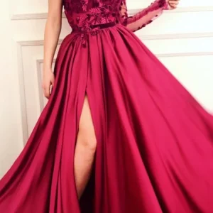 Prom Dresses import placeholder for burgundy a line applique long sleeve one 160219922