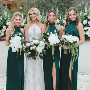 Wedding Party Dresses import placeholder for sheath high neck floor length dark green 160220672