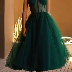 import placeholder for a line green tulle straapless prom dress 160219385