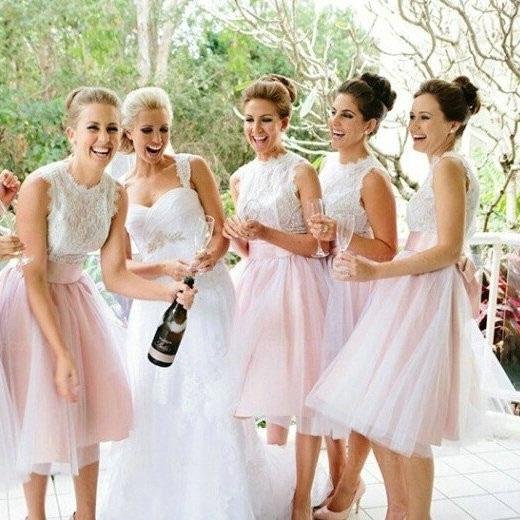 import placeholder for a line light pink tulle knee length brid 160220821 import placeholder for a line light pink tulle knee length brid 160220821