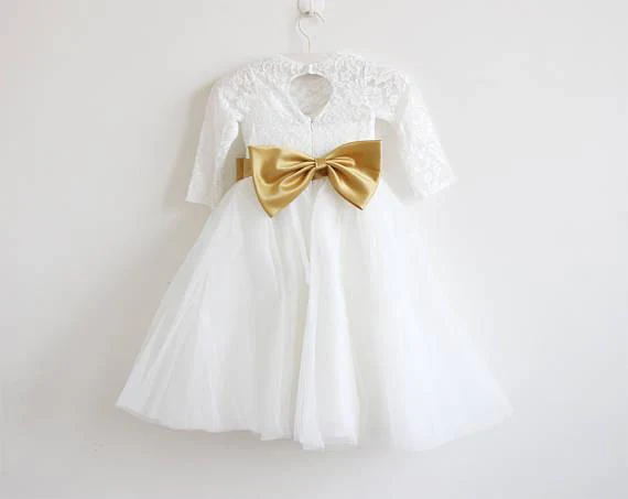 long sleeves light ivory lace tulle flower girl dress with silver sash dm206 long sleeves light ivory lace tulle flower girl dress with silver sash dm206
