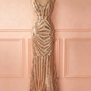 import placeholder for mermaid spaghetti straps rose gold long 160218898