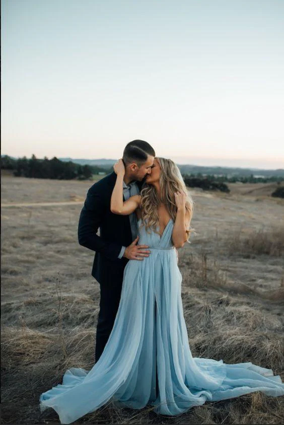 sexy split sky blue beach simple wedding dresses chiffon long prom dress dmi21 sexy split sky blue beach simple wedding dresses chiffon long prom dress dmi21
