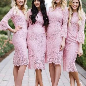 import placeholder for fashion sheath jewel long sleeves pink l 160221002