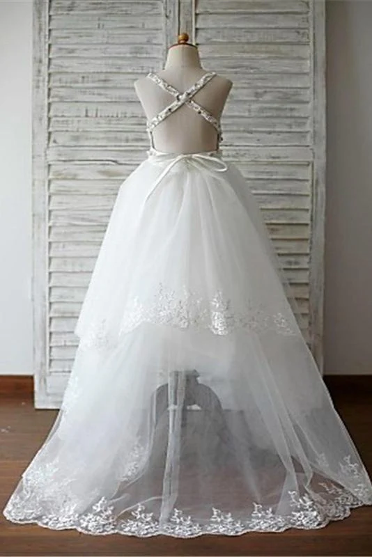 a line/princess spaghetti straps sleeveless beading organza flower girl dresses with lace dm721 a line/princess spaghetti straps sleeveless beading organza flower girl dresses with lace dm721