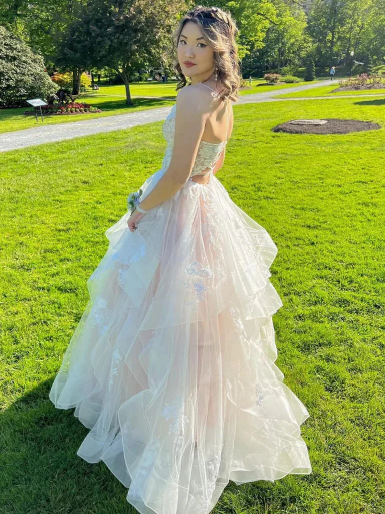 princess a line v neck lace appliques long prom dresses, evening party dresses dmp347 princess a line v neck lace appliques long prom dresses, evening party dresses dmp347