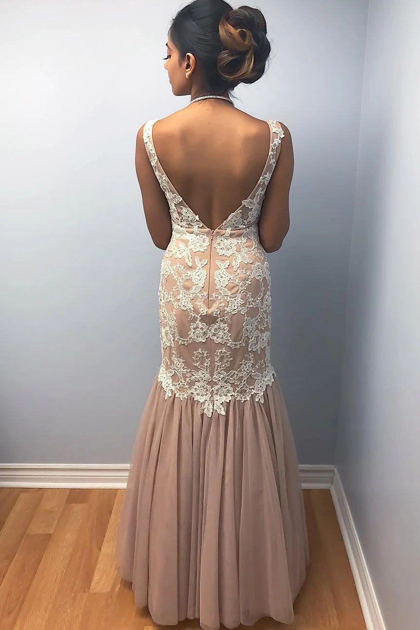 mermaid chiffon prom dresses with lace, long charming prom gown dmk33 mermaid chiffon prom dresses with lace, long charming prom gown dmk33