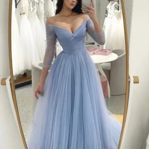import placeholder for light blue 3 4 sleeves v neck long prom 160218948
