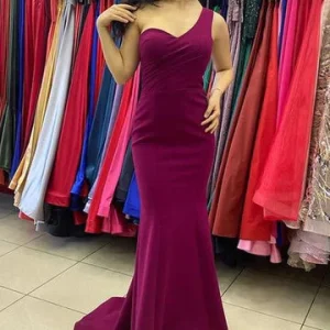 import placeholder for magenta one shoulder lace up mermaid lon 160219600