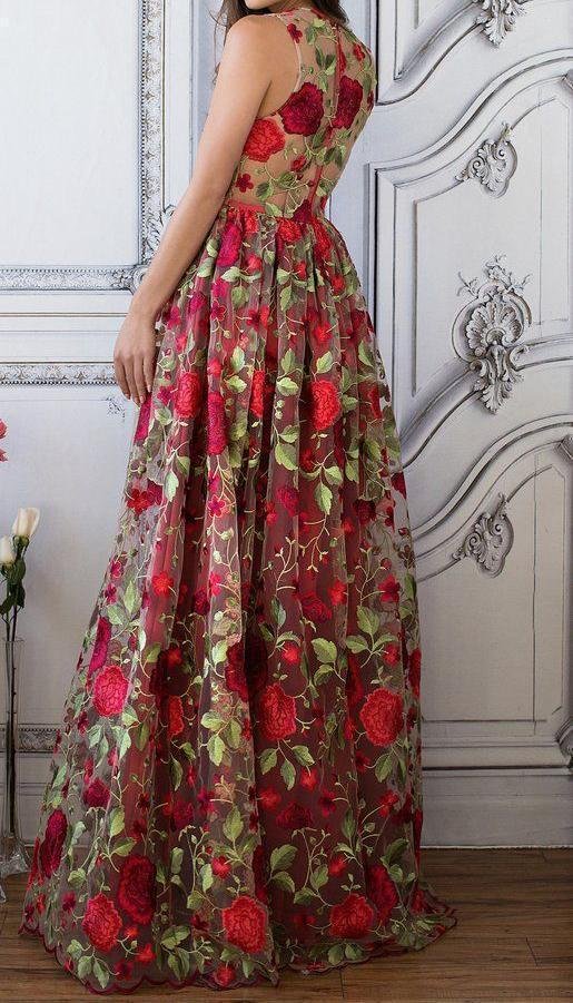 red floral embroidery see through long elegant formal prom dresses dmg89 red floral embroidery see through long elegant formal prom dresses dmg89