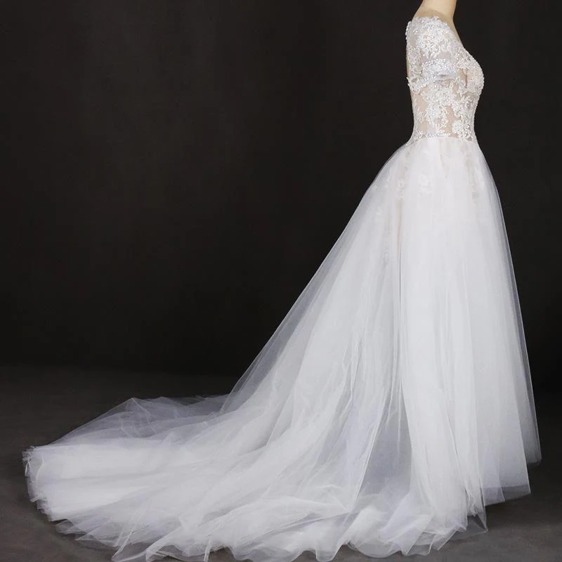 off white a line short sleeves lace appliques wedding dress, bridal gown dmq32 off white a line short sleeves lace appliques wedding dress, bridal gown dmq32