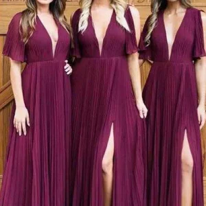 import placeholder for v neck short sleeve burgundy long bridms 160220742
