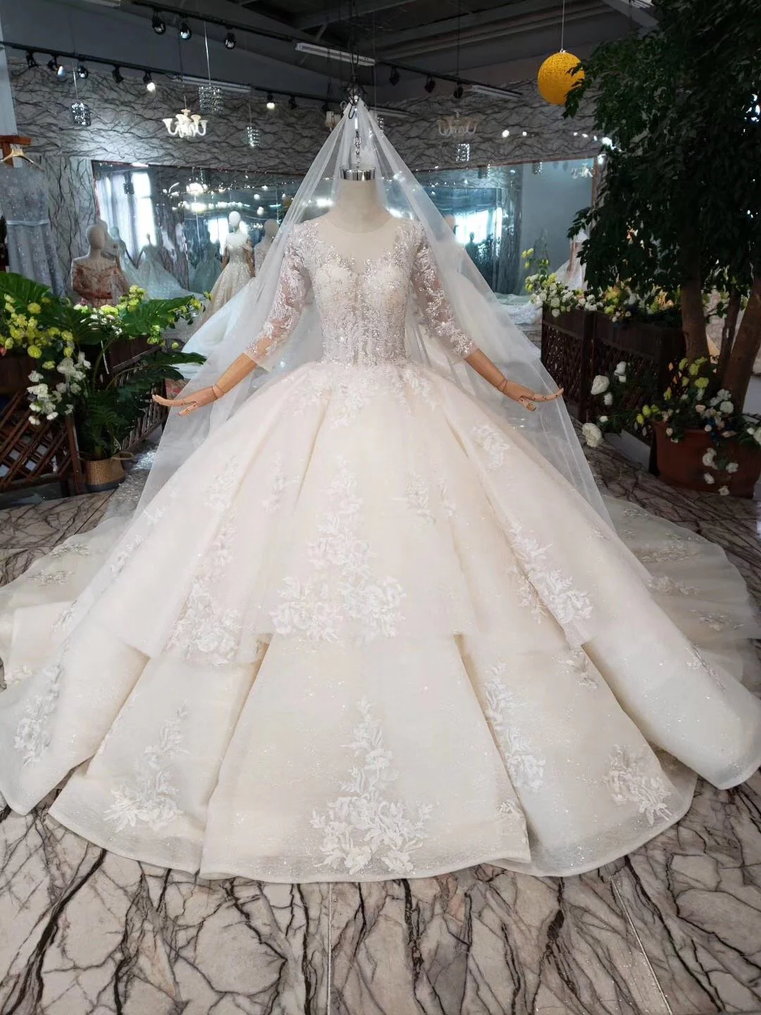 elegant scoop ball gown wedding dresses, 3/4 sleeves wedding gown dmj97 elegant scoop ball gown wedding dresses, 3/4 sleeves wedding gown dmj97