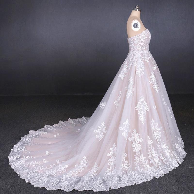 a line strapless lace appliques wedding dress, cheap bridal dresses dmq16 a line strapless lace appliques wedding dress, cheap bridal dresses dmq16
