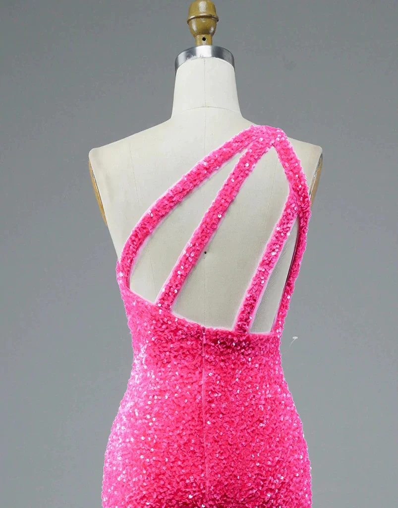 fuchsia mermaid one shoulder prom dresses with slit sequin evening dress dmp154 fuchsia mermaid one shoulder prom dresses with slit sequin evening dress dmp154