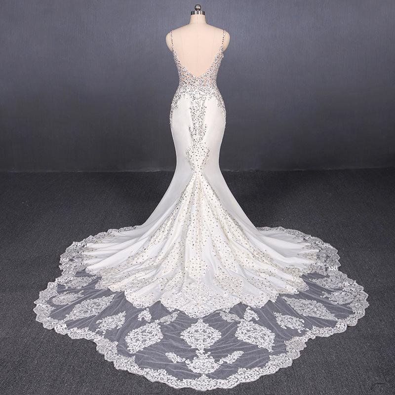 mermaid spaghetti straps beading wedding dress, elegant appliques bridal dresses dmq15 mermaid spaghetti straps beading wedding dress, elegant appliques bridal dresses dmq15