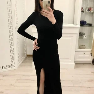 import placeholder for sheath long sleeves split black sexy pro 160219339