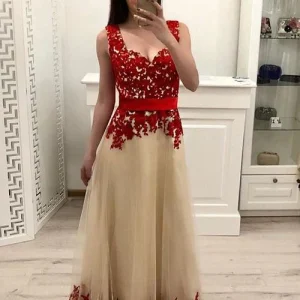 Prom Dresses import placeholder for a line tulle long prom dress with red ap 160219806