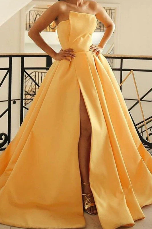 import placeholder for yellow a line satin strapless sleeveless 160218971 import placeholder for yellow a line satin strapless sleeveless 160218971