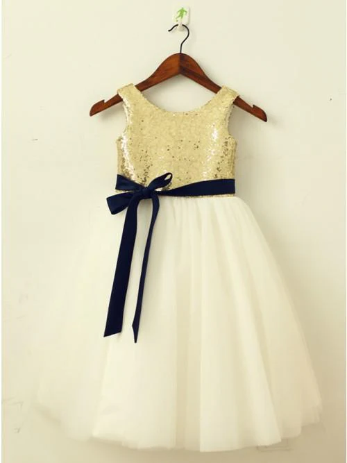 a line round neck ivory flower girl dress with sequins sash dmp23 a line round neck ivory flower girl dress with sequins sash dmp23