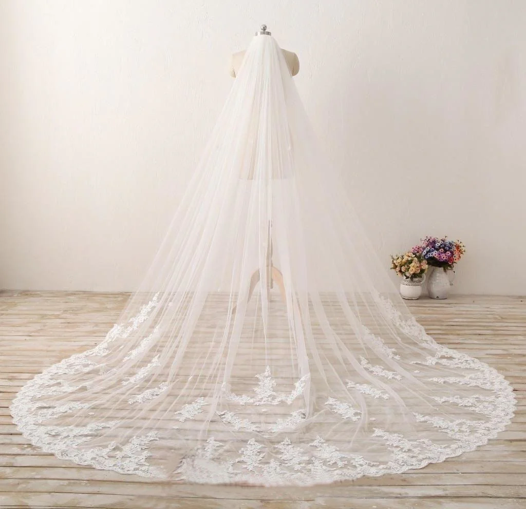 3m long embroidered lace cathedral veil for wedding wv11 3m long embroidered lace cathedral veil for wedding wv11