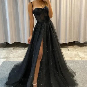 Evening Dresses import placeholder for black bling bling a line spaghetti strap 160219668