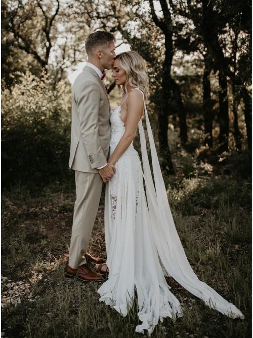 sheath spaghetti straps backless hi low lace boho beach wedding dress dmk40 sheath spaghetti straps backless hi low lace boho beach wedding dress dmk40