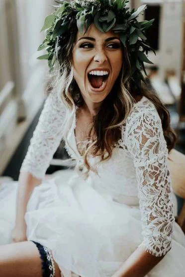 boho ivory chiffon 3/4 sleeves two piece cheap wedding dress dmn88 boho ivory chiffon 3/4 sleeves two piece cheap wedding dress dmn88