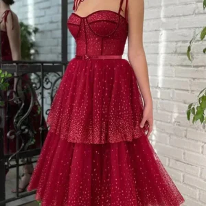 Evening Dresses import placeholder for pretty sweetheart neck burgundy layered 160220584