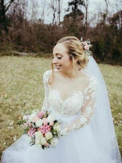long sleeve lace sheer neckline boho wedding dresses appliques tulle bridal gown dmn92 long sleeve lace sheer neckline boho wedding dresses appliques tulle bridal gown dmn92