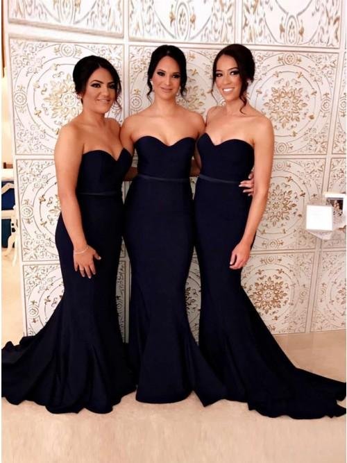 mermaid sweetheart sweep train navy blue long bridesmaid dress dmr92 mermaid sweetheart sweep train navy blue long bridesmaid dress dmr92
