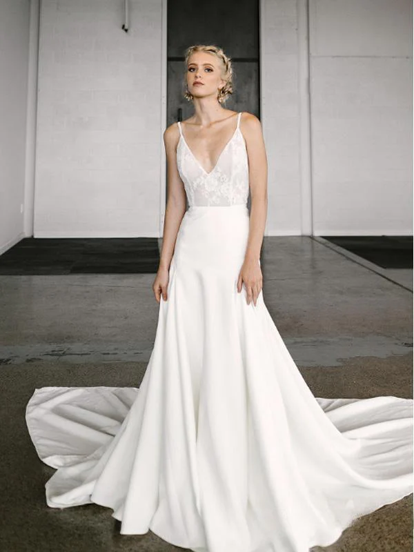 elegant a line v neck spaghetti straps wedding dresses with lace dmm90 elegant a line v neck spaghetti straps wedding dresses with lace dmm90