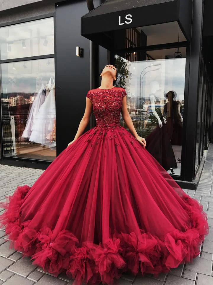red tulle appliques ball gown prom dress, sweet 16 dresses,quinceanera dresses dm920 red tulle appliques ball gown prom dress, sweet 16 dresses,quinceanera dresses dm920