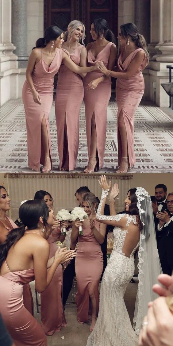 beautiful sheath sleeveless pink long bridesmaid dress with split dmg54 beautiful sheath sleeveless pink long bridesmaid dress with split dmg54