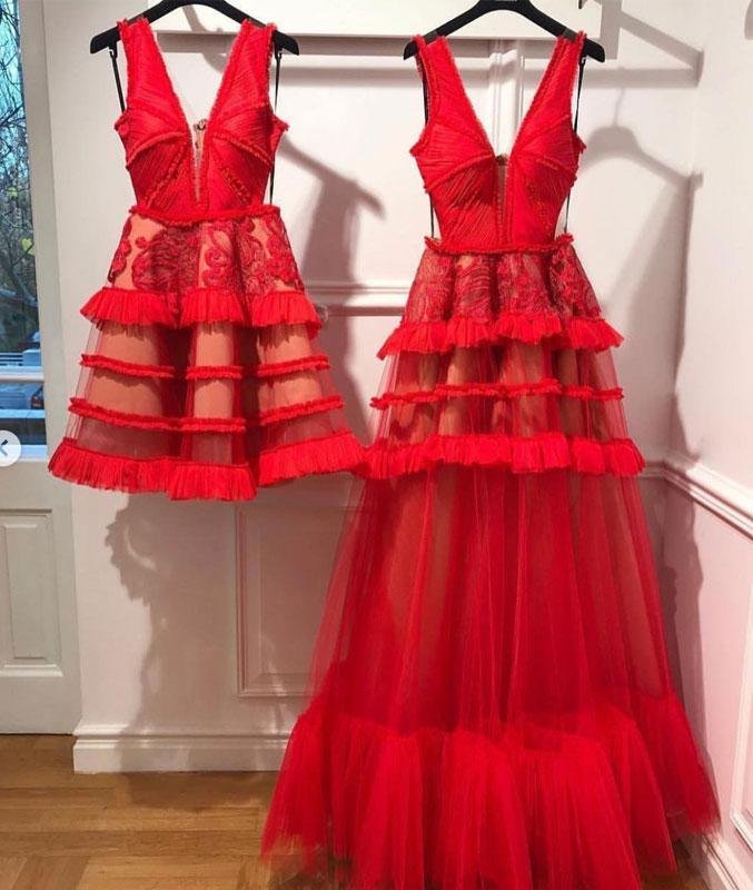 charming red v neck tulle long prom dress, evening ddress dmp62 charming red v neck tulle long prom dress, evening ddress dmp62
