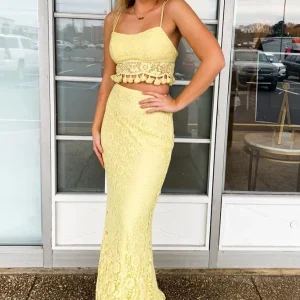 import placeholder for two piece spaghetti straps yellow lace l 160219471
